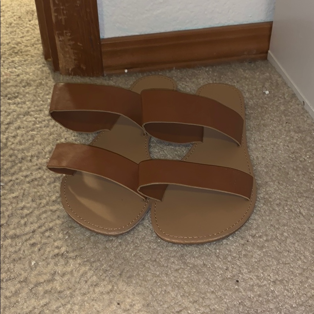 brown two strap sandals, size 10